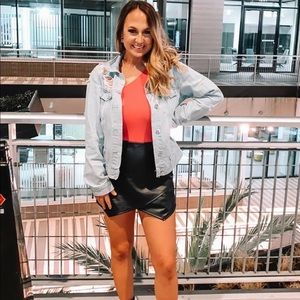 Black leather skirt with built in shorts! Super cute!!